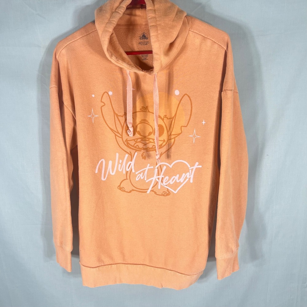 Disney Hoodie Lilo & Stitch Wild at Heart Orange Womens Small